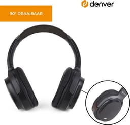 Denver - 2 in 1 - Bluetooth Draadloze & Bedraad Koptelefoon - Inclusief AUX Kabel - Active Noise Canceling - Draadloos of met draad - Handsfree Bellen - Zwart — thumbnail 5