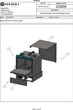 HENDI Compacte glazen vaatwasser – elektronische bediening – met reinigingspomp – dubbelwandige deur – 472x566x705 mm — thumbnail 2