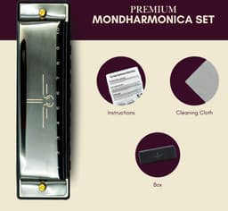 Mondharmonica C voor Volwassenen en Kinderen - Instructieblad - Metallic Black Blues Harp — thumbnail 2