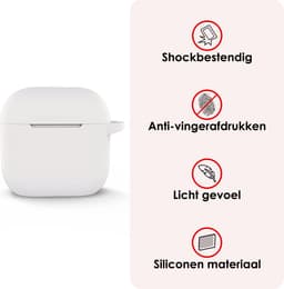 Hoes - Geschikt voor Apple AirPods 4 / 5 - Siliconen Hoesje met Clip - Silicone Case Cover - Wit — thumbnail 3