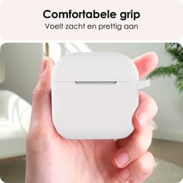 Hoes - Geschikt voor Apple AirPods 4 / 5 - Siliconen Hoesje met Clip - Silicone Case Cover - Wit — thumbnail 4