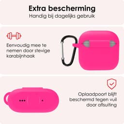 Hoes - Geschikt voor Apple AirPods 4 / 5 - Siliconen Hoesje met Clip - Silicone Case Cover - Roze — thumbnail 5