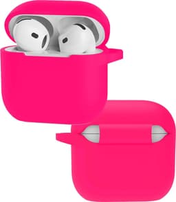 Hoes - Geschikt voor Apple AirPods 4 / 5 - Siliconen Hoesje met Clip - Silicone Case Cover - Roze — thumbnail 1