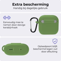 Hoesje - Geschikt voor Apple AirPods 4 - Siliconen Hoes met Clip - Silicone Case Cover - Donkergroen — thumbnail 5