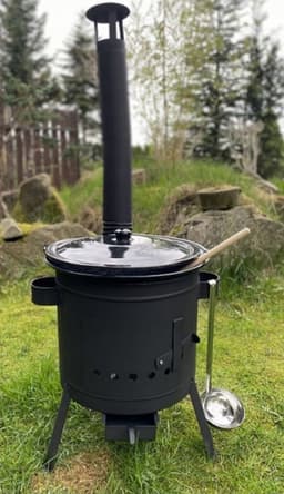 Buiten kookkachel-set 8liter.BUITEN KEUKEN! Houtkachel, HONGAARSE ketel 8L met deksel!!! BBQ Kookpan 8L Terras kachel. — thumbnail 2