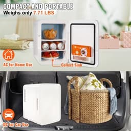 10 L / 12 blikjes minikoelkast, 2 in 1 kleine koelkast Koel- en verwarmingsfunctie, slot Compacte drankkoelkast 9V DC / 220V AC voor kantoor en slaapzaal Drank Cosmetisch wit — thumbnail 2