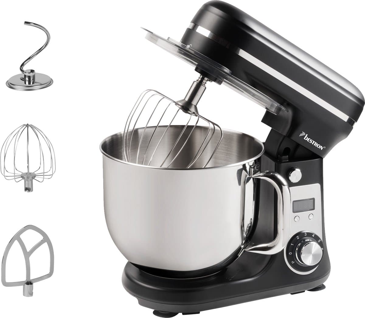 Bestron Keukenmachine - AKM2000BL - 65dB - 6 snelheden & turbomodus - 6L capaciteit - Zwart - 5 jaar garantie — afbeelding 1