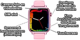 GPSHorlogeKids© - GPS horloge kind - smartwatch kinderen - WhatsApp - 4G videobellen - SOS alarm - TikTok - Google Assistant - facebook - smartwatch kind - nieuw 2025 - incl SIM – model Flux Roze — thumbnail 2