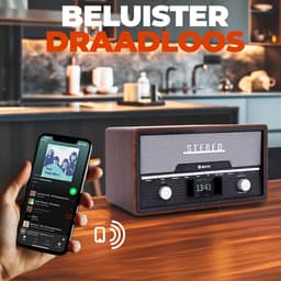 Denver DAB Radio CD Speler - Retro Radio - Bluetooth - 20 voorkeuzezenders - DAB /FM / AUX - MDA525 - Darkwood — thumbnail 5