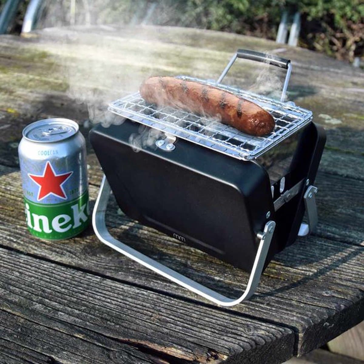Mikamax Draagbare Mini BBQ - Compacte Tafelbarbecue - 18 cm - RVS Houtskoolgrill — afbeelding 1
