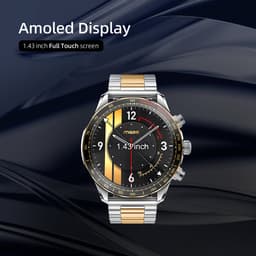 Maoo Titan AMOLED Smartwatch Heren - Special Edition - Stainless Steel en 2 TPU bandjes - Stappenteller - Hartslagmeter - Slaapmonitor - Multisport - Geschikt voor Android en iOS - Zilver en Goud — thumbnail 3