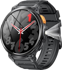 WizBay Premium Select® 1.83inch HD TFT - Bellen AI Voice - Message - Hartslag & Slaap Monitor - Bloeddruk & O2 - 100+ Sport Modi - LED Zaklamp - 730mAh - Magnetic Laden - Zinc Alloy Zwarte Case - Zwarte TPU Band — thumbnail 1