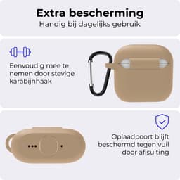 Hoesje - Geschikt voor Apple AirPods 4 - Siliconen Hoes met Clip - Silicone Case Cover - Zand — thumbnail 4