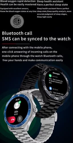 WizBay Premium Select® 1.53 inch HD TFT - Bluetooth Bellen - Message - Dynamic Hartslag & Slaap Monitor - Bloeddruk & Bloedzuurstofmeting - 100+ Sport Modi - 400mAh - Wireless Laden - Zilveren Case - RVS Zilver Band met Extra Oranje TPU Band — thumbnail 4