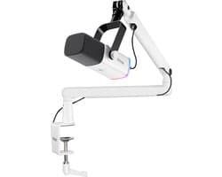 FIFINE - TAM8 - USB / XLR Studio microfoon - Flexibele Arm ( BM88 ) - Met kabelgoot - Geschikt voor PC/PS4/PS5 - RGB - Podcast - Gaming - Streaming - Wit