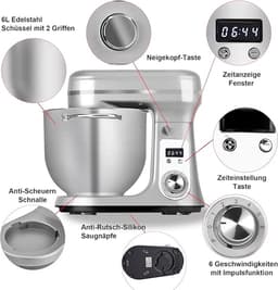 Equivera Mixer Met Mengkom - Mixer - Mixer Met Mengkom Keukenmachine - Mixer Met Kom - Mixer Keukenmachine - Mixers Met Mengkom — thumbnail 2