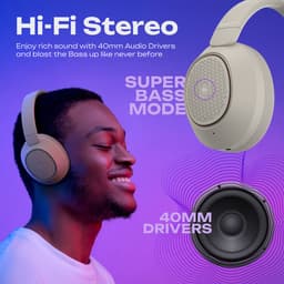 PowerLocus - Universe - Active Noise Cancelling Koptelefoon - Hybric ANC mode - 60+ uur batterijduur - Over-Ear - Microfoon - Koptelefoons - Deep Bass Modi - Sand — thumbnail 5