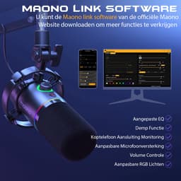 Maono PD200XS - XLR Dynamische RGB Microfoon met Telescopische Arm (66cm!) - PC - USB-microfoon voor Streaming / Podcast / Studio / Gaming / PS4/5 / Mac — thumbnail 2