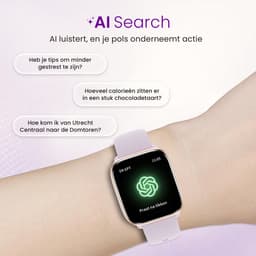 Avalue AMOLED Smartwatch Dames & Heren - AI Feature - Stappenteller - Bloeddrukmeter - Geschikt voor alle Smartphones - RVS en Siliconen Band - Paars — thumbnail 3