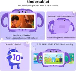 ApexArte® Kindertablet Vanaf 3 Jaar - Tablet Kinderen - Kinderspeelgoed - Lila — thumbnail 4