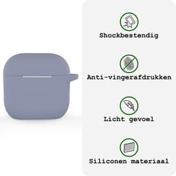 Case - Geschikt voor Apple AirPods 4 / 5 - Siliconen Hoes met Clip - Silicone Hoesje Cover - Lila — thumbnail 3