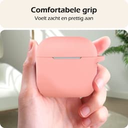 Hoesje - Geschikt voor Apple AirPods 4 - met Clip - Siliconen Hoes - Silicone Case Cover - Lichtroze — thumbnail 4