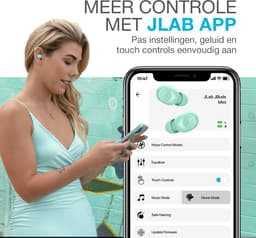 JLab JBuds Mini Draadloze Oordopjes - Bluetooth Oortjes Draadloos - 20 uur Batterijduur - Klein Design - Noise Cancelling Microfoon - Touch Sensoren - Multipoint - Mint — thumbnail 4