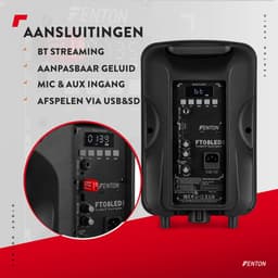 Speaker Bluetooth - Fenton FT08LED MK2 karaoke box met LED’s, accu en microfoon - Voor huisfeestjes — thumbnail 4