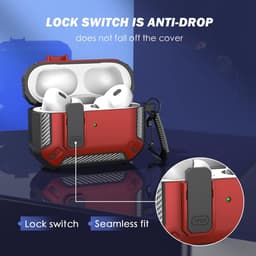 Sounix Hoesje geschikt voor Airpods Pro 1 / 2 - Met schoonmaak borstel - Airpods Pro Hoesje - Armor Case met Lock - Rood — thumbnail 2
