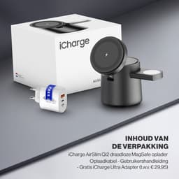 iCharge AirSlim - Qi2 Edition - 3 in 1 Magnetische Snelle Draadloze Oplader - 15W - Compact en Opvouwbaar - Voor iPhone, Apple Watch en AirPods - Zwart — thumbnail 2