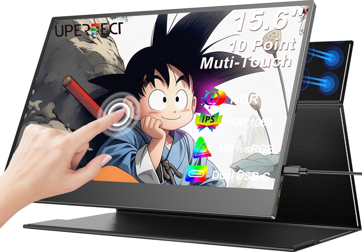 UPERFECT Portable Monitor E07 15,6" Touchscreen Draagbare Monitor | 10-Punts Aanraking | Full HD IPS | Spiegelend Scherm | Dual USB-C PD | Draagbaar Design — afbeelding 1