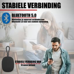 Draadloze Bluetooth Mini Speaker met Koord - IPX5 Waterbestendig - Zwart — thumbnail 2