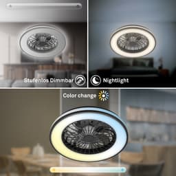 BRILONER Fantus - Plafondventilator met verlichting - LED plafondlamp met ventilator - ventilator lamp dimbaar - 5 snelheden - Ø48,5cm - zwart — thumbnail 5