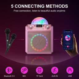 N-GEAR Block Party 602 XL - Karaoke set met 2 Microfoons - Bluetooth speaker draadloos - Partybox met Verlichting - Space Pink — thumbnail 2