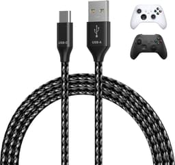 USB-C Kabel voor Xbox 2m USB-A naar Type-C [2 Stuks] van MMOBIEL – Snellader USB Kabel voor Xbox Controllers 18W 480Mbps – Nylon Gevlochten Controller Opladerkabel – Gaming Accessoires – Wit/Zwart — thumbnail 1