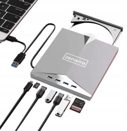 Zenwire H61 - Draagbaar extern station - CD-lezer - DVD-speler Schijfbrander - HUB 7in1 USB-C 3.0 - 4xUSB 2.0 - SD/Micro SD-kaartlezer - Plug & Play - stille werking - Brede compatibiliteit — thumbnail 1