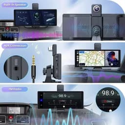 Dashcam voor Auto - 10.26” 4K Dashcam – CarPlay & Android Auto – 350° Rotatie – 6M AHD Achtercamera – Nachtzicht & Rijassistentie - Zwart — thumbnail 4