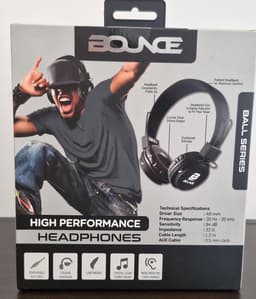 Bounce Ball Series Bedrade On-Ear Koptelefoon - 40 mm Drivers - Opvouwbaar - 3.5 mm AUX - Stereo Geluid - Lichtgewicht - Zwart — thumbnail 2