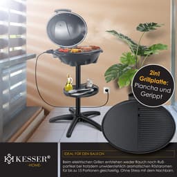 KESSER® Elektrische Barbecue XXL 2in1 Tafelgrill 2400W - Staande BBQ Grill met deksel en Thermometer Grillplaat - Zwart — thumbnail 3