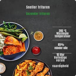 RVV® Airfryer xl - Airfryer xxl - Heteluchtfriteuse -10 Liter - XL familiemaat - Zwart- 31cm x 31cm x 38cm ‎ — thumbnail 5