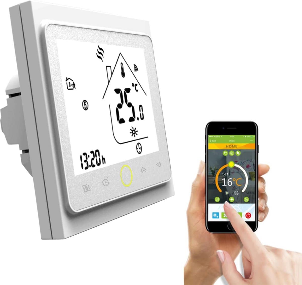 Programmeerbare Wifi Thermostaat met LCD Scherm voor Waterverwarming - Spraakbesturing — afbeelding 1