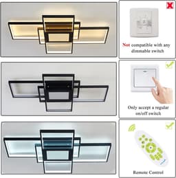 Grote Zwarte LED Plafondlamp Modern met Afstandsbediening voor Woonkamer en Slaapkamer (140CM) — thumbnail 5