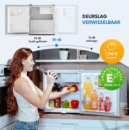 Stillstern Mini Koelkast 45L – Minibar met Vriesvak – Stille Koelkast met Slot en Automatische Ontdooiing – Tafelmodel – Zilver — thumbnail 4