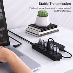 Aangedreven USB 3.0 Hub met 7 Poorten en Individuele Aan/Uit Schakelaars — thumbnail 3