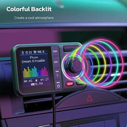 Bluetooth-adapter Geschikt voor in de auto met FM-zender, Bluetooth V5.0, groot scherm, ondersteunt handsfree bellen, Siri en Google, MP3-muziekweergave, subwoofer en TRE-uitbreiding, TF-kaart/AUX - KM28 Zwart — thumbnail 4