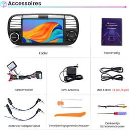HexinexMarket Quad-Core autoradio Geschikt voor Fiat 500 (2007-2015) - Draadloos CarPlay, Android Auto, multimediaspeler, 2GB+64GB, Black — thumbnail 4