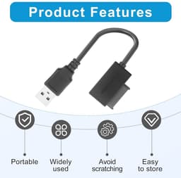 SATA naar USB Adapter - Plug & Play 13-pins Kabel voor Externe HDD, SSD en CD/DVD-ROM Speler — thumbnail 5