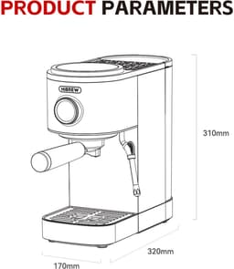 HiBREW H13 Semi-automatische Espressomachine - Dubbele Boiler Systeem met 20 Bar Druk - Multifunctionele Bereidingsmodi - Instelbare Drupbak - Zilver — thumbnail 3