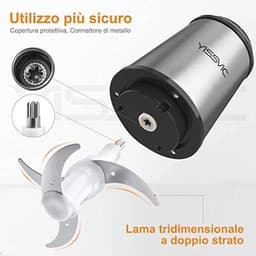 Multifunctionele Elektrische Hakker 2L met RVS Kom en 4 Messen, 500W — thumbnail 5