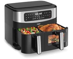 Dual Zone Heteluchtfriteuse 2800W met Kijkvenster en 12-in-1 Kookprogramma's